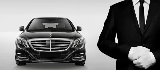 car with driver hire service - black Mercedes